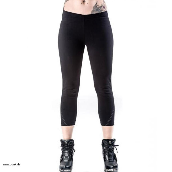 Queen of Darkness: Schwarze Leggings mit Reißverschlussdruck