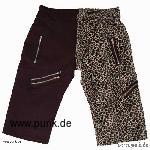 Zip-Shorts, halb schwarz, halb Leoplüsch