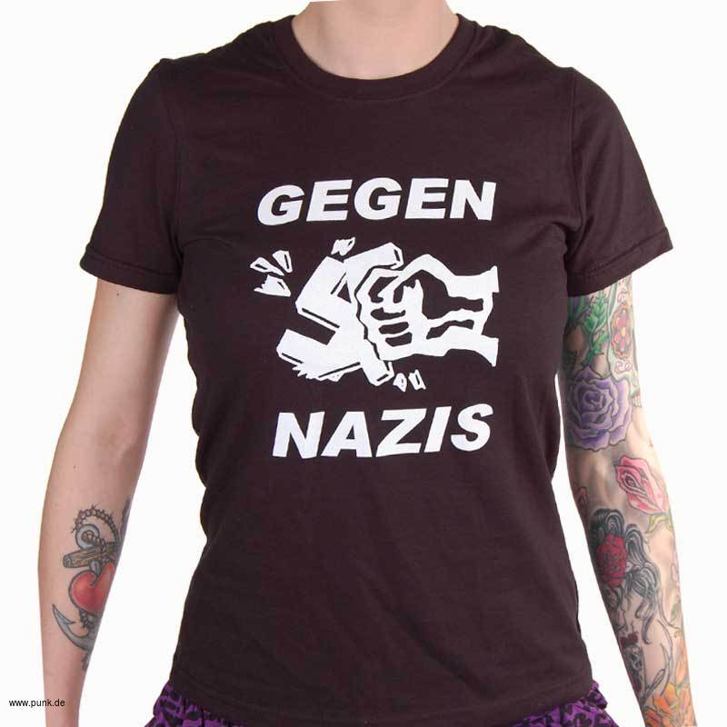 Sexypunk: Gegen Nazis-Girlieshirt, schwarz
