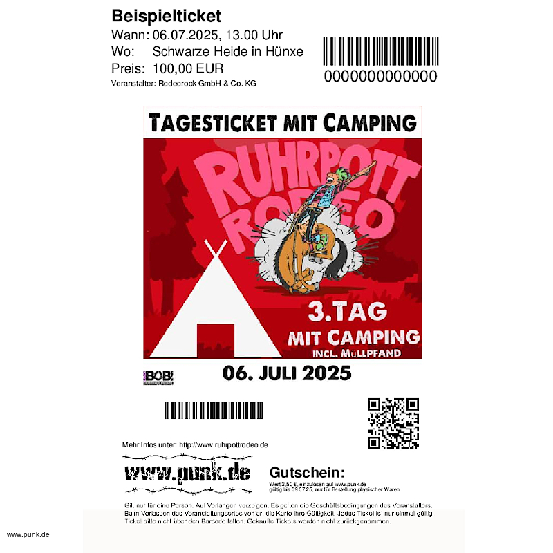 : Sonntagsticket inkl. Camping - Ruhrpott Rodeo 25